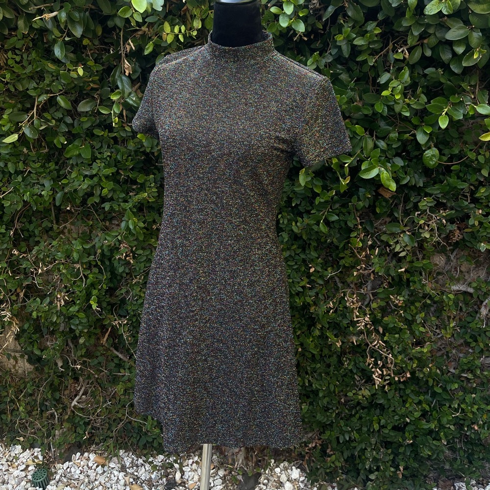 Dark rainbow glitter Y2K mini shift dress